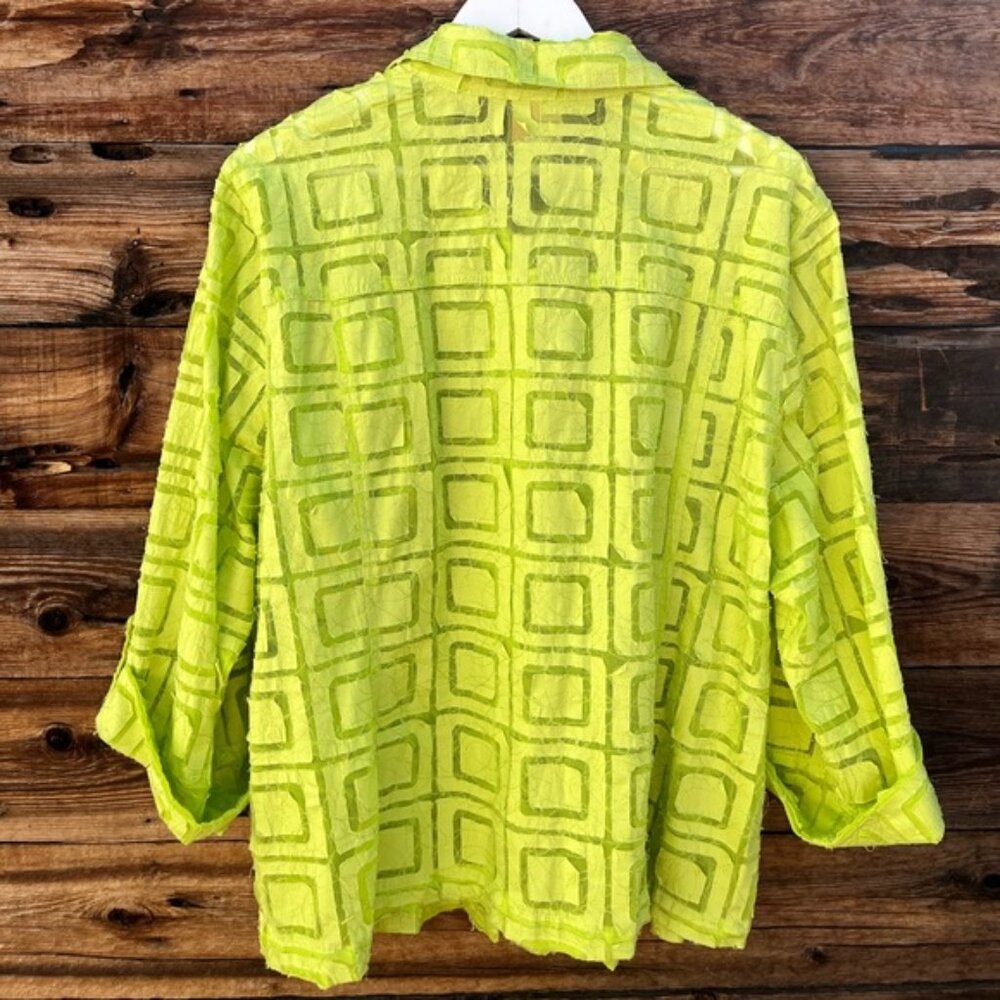 Ruby Rd. | Chartreuse Lime Green Sheer Jacket But… - image 6